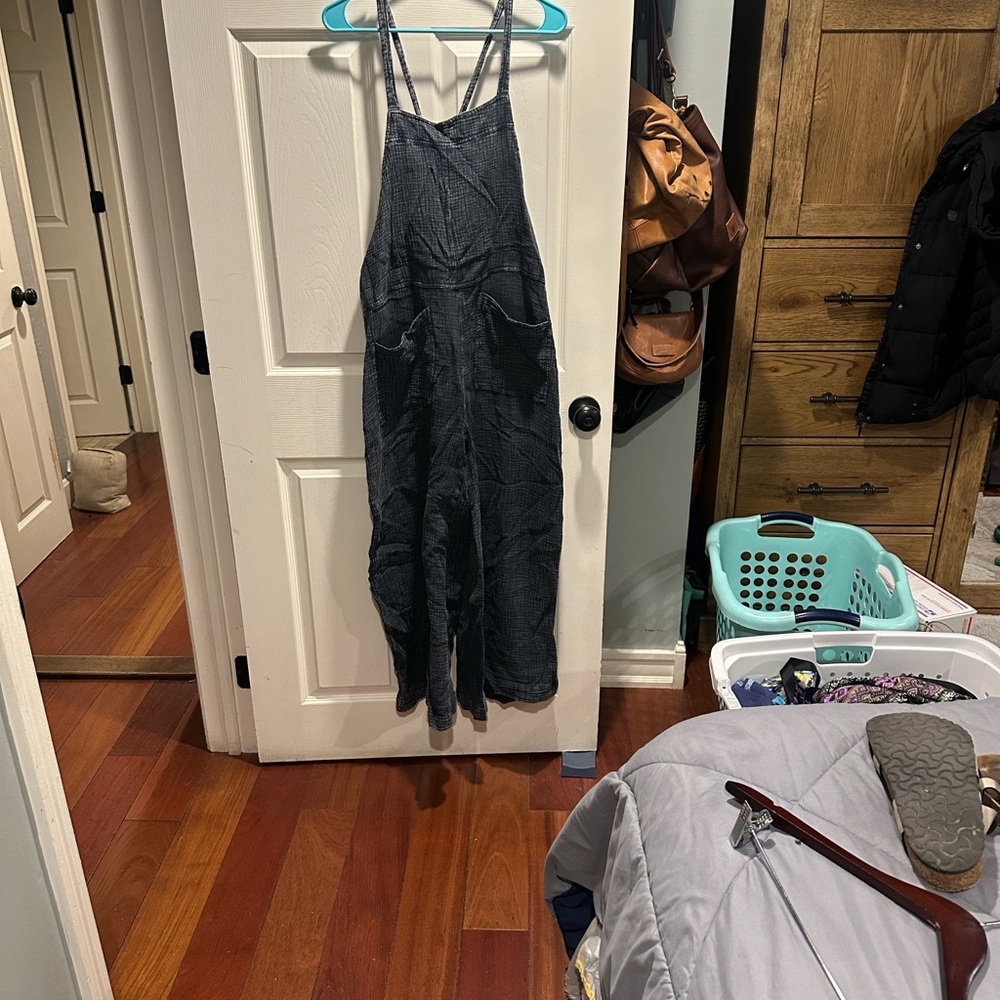 Easel Charcoal Denim Overalls - Picture 3 of 6